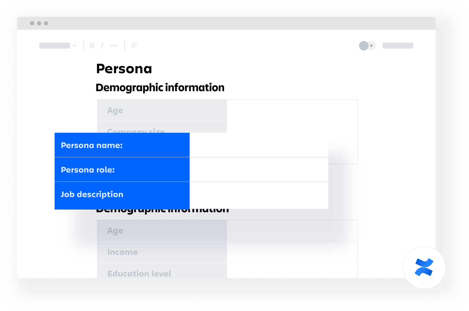 Modèle de persona Confluence