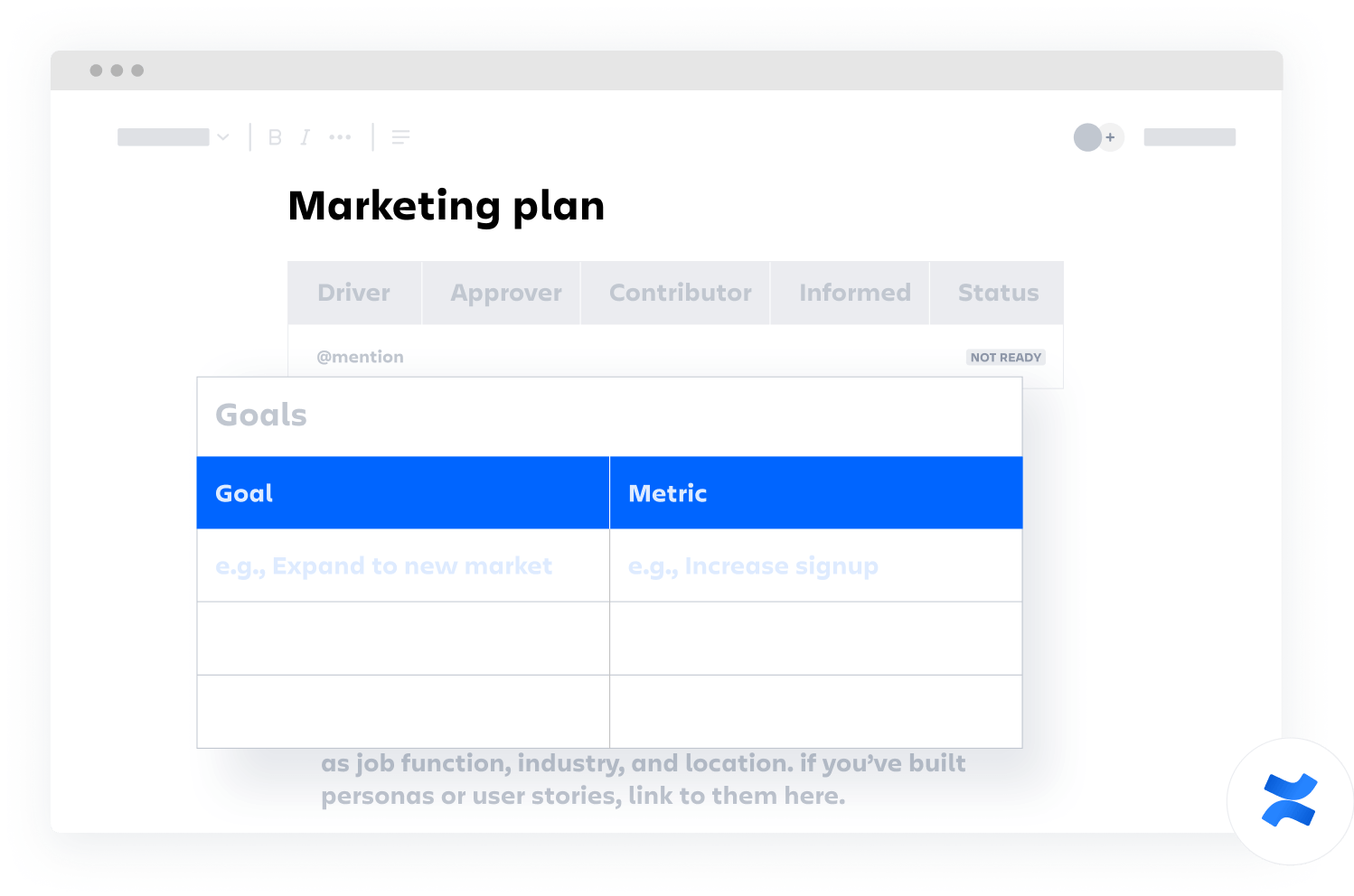 Modèle Confluence « Plan marketing »